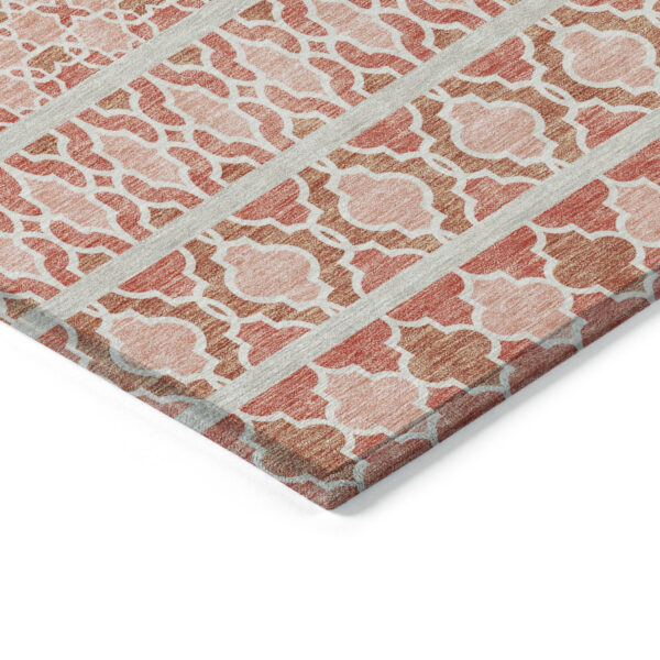 5' X 8' Salmon Beige And Copper Quatrefoil Washable Indoor Outdoor Area Rug