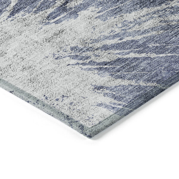 3' X 5' Navy Blue And Denim Blue Abstract Washable Indoor Outdoor Area Rug