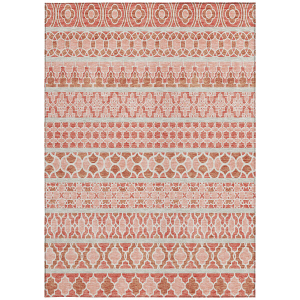 5' X 8' Salmon Beige And Copper Quatrefoil Washable Indoor Outdoor Area Rug
