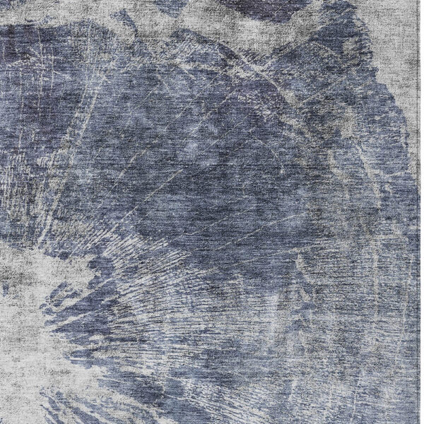 3' X 5' Navy Blue And Denim Blue Abstract Washable Indoor Outdoor Area Rug