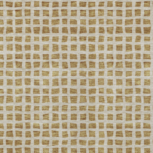5' X 8' Gold And Beige Geometric Washable Indoor Outdoor Area Rug