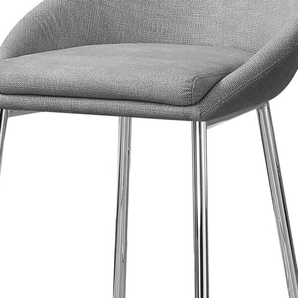 Set of Two 30" Gray and Silver Metal Low Back Bar Chairs
