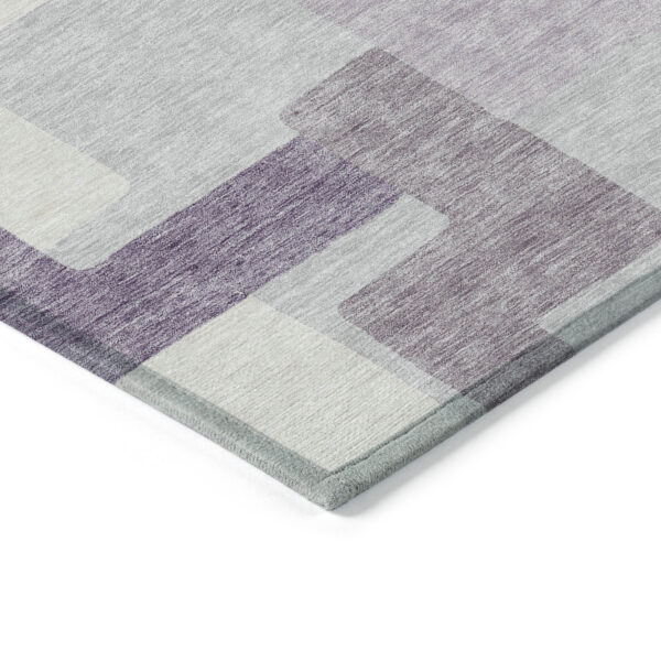 3' X 5' Lavender Purple And Ivory Abstract Washable Indoor Outdoor Area Rug