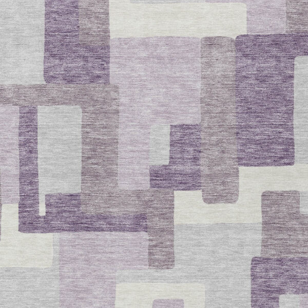 3' X 5' Lavender Purple And Ivory Abstract Washable Indoor Outdoor Area Rug