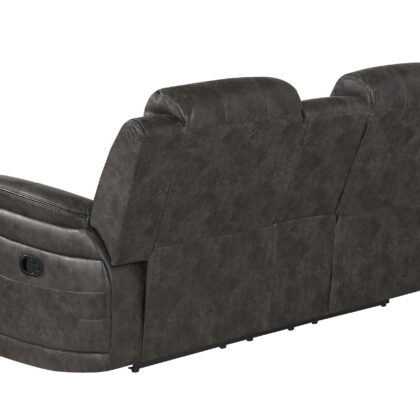 74" Gray Faux Leather Manual Reclining Loveseat With Storage