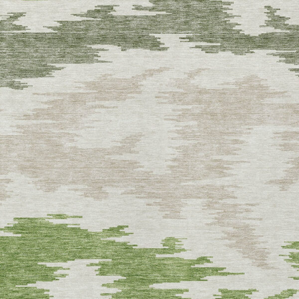 10' X 14' Olive Green And Beige Abstract Washable Indoor Outdoor Area Rug