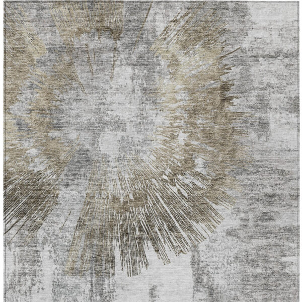 3' X 5' Taupe Beige And Brown Abstract Washable Indoor Outdoor Area Rug