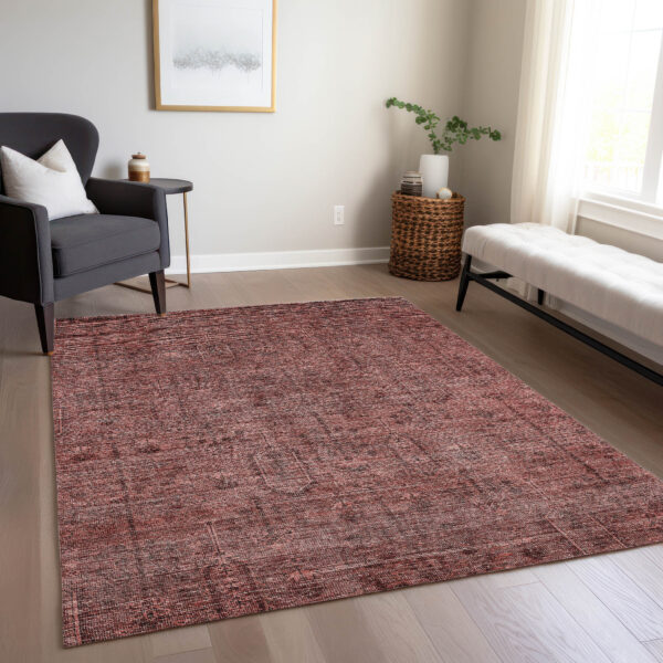 3' X 5' Orange And Copper Southwestern Washable Indoor Outdoor Area Rug