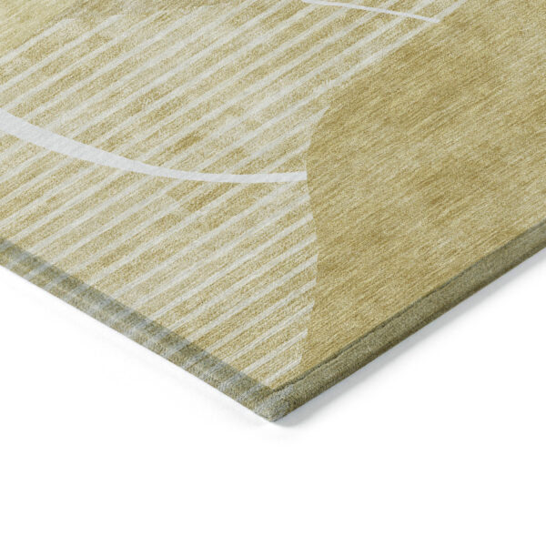 5' X 8' Wheat Gold And Ivory Abstract Washable Indoor Outdoor Area Rug
