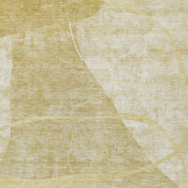 5' X 8' Wheat Gold And Ivory Abstract Washable Indoor Outdoor Area Rug