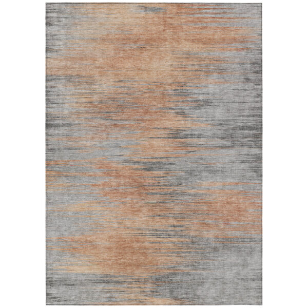 10' X 14' Salmon Gray And Charcoal Abstract Washable Indoor Outdoor Area Rug