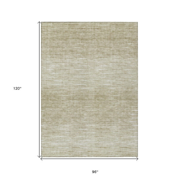 8' X 10' Khaki And Beige Abstract Washable Indoor Outdoor Area Rug