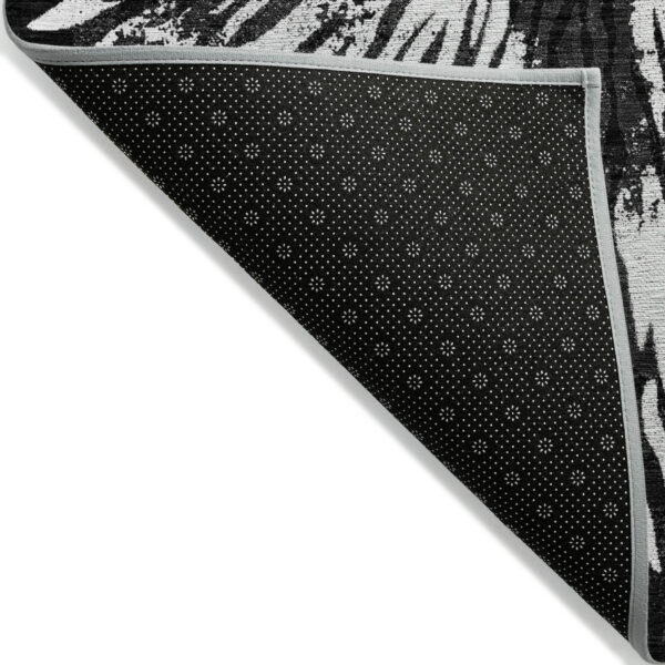 8' X 10' Black Charcoal And Ivory Abstract Washable Indoor Outdoor Area Rug
