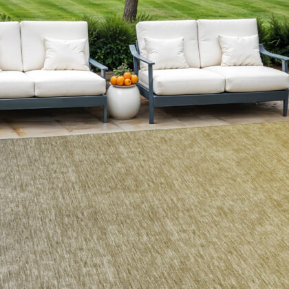 10' X 14' Gold Beige And Taupe Ombre Washable Indoor Outdoor Area Rug