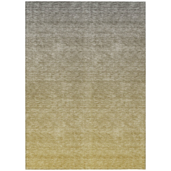 10' X 14' Gold Beige And Taupe Ombre Washable Indoor Outdoor Area Rug