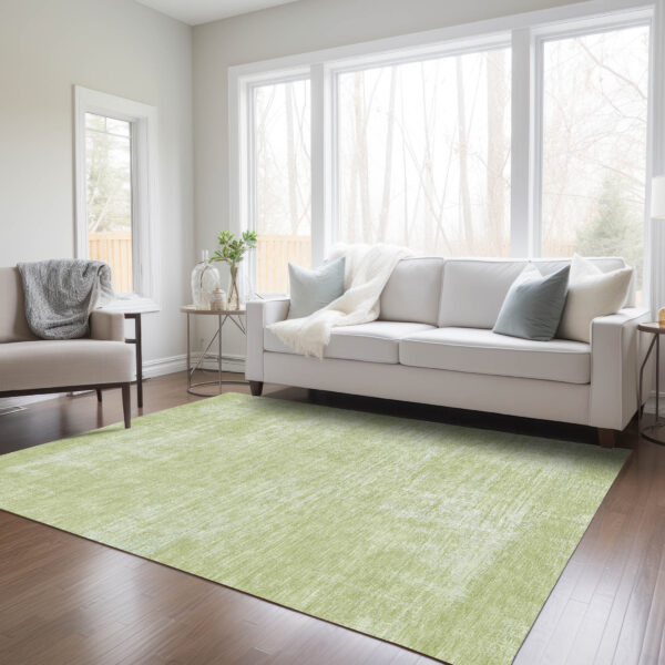 3' X 5' Sage Artichoke Green And Mint Green Abstract Washable Indoor Outdoor Area Rug