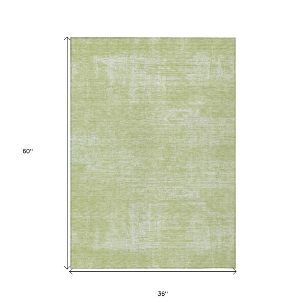 3' X 5' Sage Artichoke Green And Mint Green Abstract Washable Indoor Outdoor Area Rug