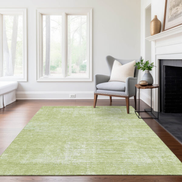3' X 5' Sage Artichoke Green And Mint Green Abstract Washable Indoor Outdoor Area Rug