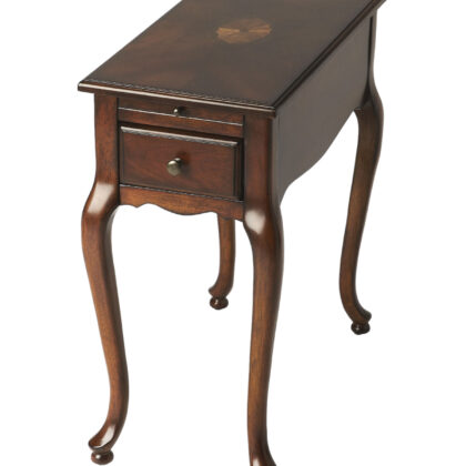 25" Cherry Brown Solid And Manufactured Wood Rectangular End Table With Drawer