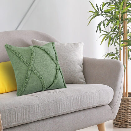 20" X 20" Forest Green Diamond Cotton Zippered Pillow