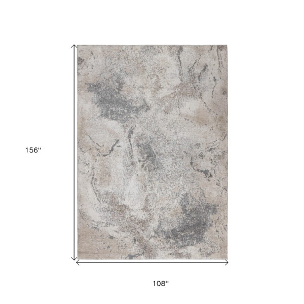 9' x 12' Gray and Beige Abstract Power Loom Area Rug