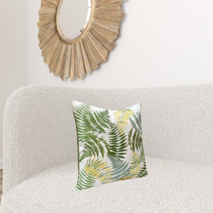 Set of Two 20" X 20" Green and Yellow Botanical Polyester Zippered Pillow