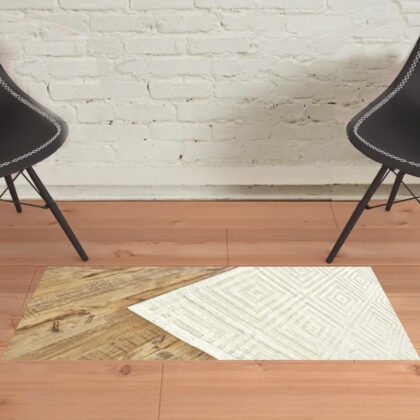 2' x 3' Ivory Geometric Hand Woven Area Rug