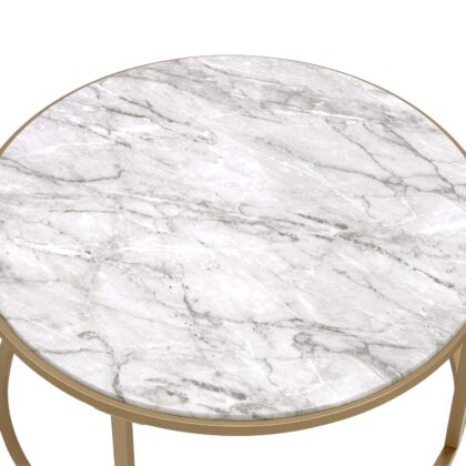 16" Gold And Clear Glass Round Mirrored Nested Tables