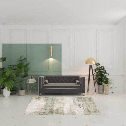 5' X 8' Beige Grey Brown And Sage Green Abstract Power Loom Stain Resistant Area Rug