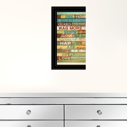 Dog Rules 4 Black Framed Print Wall Art