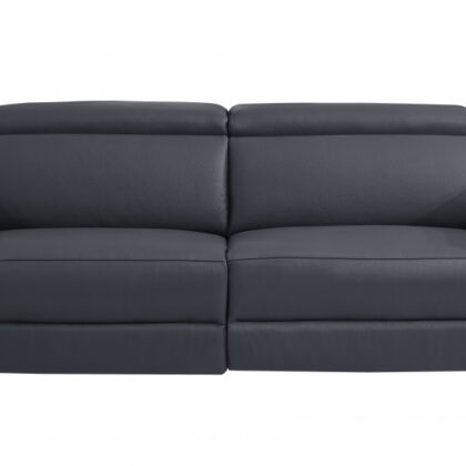 Three Piece Indoor Dark Gray Italian Leather Six Person Seating Set