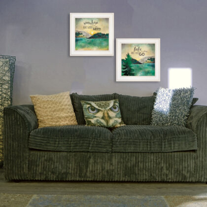 Set Of Two Lake Or Sunshine 1 White Framed Print Wall Art