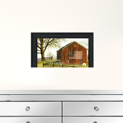 Flag Barn 2 Black Framed Print Wall Art
