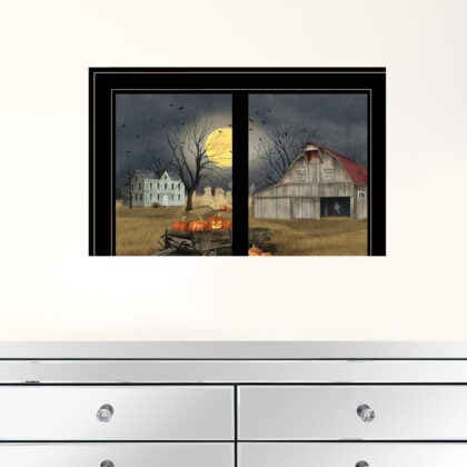 Spooky Harvest Moon 7 Black Framed Print Wall Art