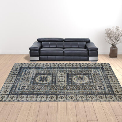 13' X 15' Abstract Power Loom Distressed Area Rug