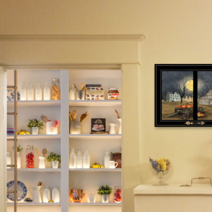 Spooky Harvest Moon 7 Black Framed Print Wall Art