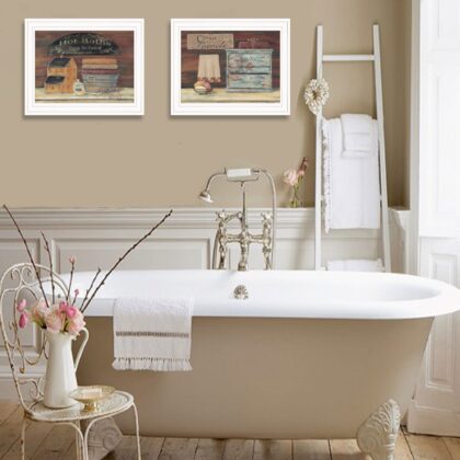 Set Of Two Hot Bath Or Clean Towels 1 White Framed Print Wall Art