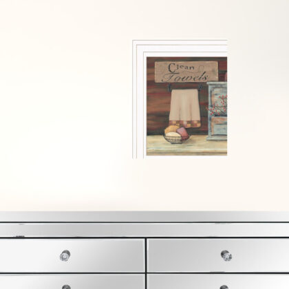 Set Of Two Hot Bath Or Clean Towels 1 White Framed Print Wall Art