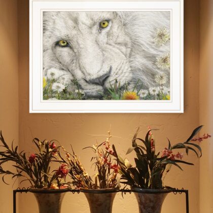 Dandy Lion 2 White Framed Print Wall Art