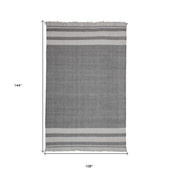 9' x 12' Gray Striped Handmade Stain Resistant Non Skid Indoor Outdoor Area Rug