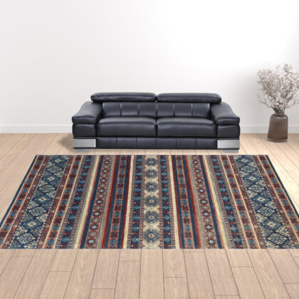 13' X 15' Geometric Power Loom Distressed Area Rug