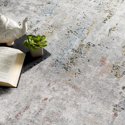 2' x 3' Gray and Blue Abstract Washable Non Skid Area Rug