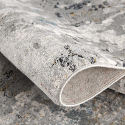 2' x 3' Gray and Blue Abstract Washable Non Skid Area Rug