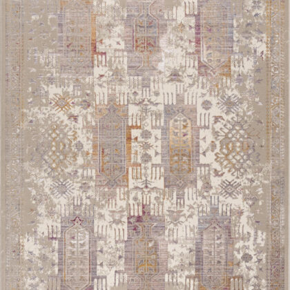 9' x 12' Beige and Ivory Oriental Power Loom Washable Non Skid Area Rug