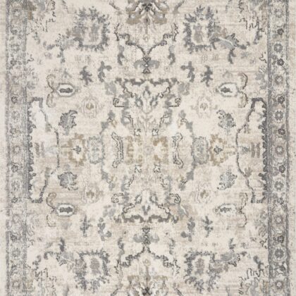 9'X13' Ivory Machine Woven Distressed Floral Traditional Indoor Area Rug