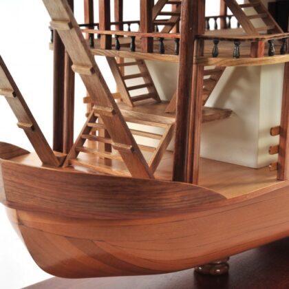 17" Wood Brown King of Mississippi Boat Hand Painted Decorative Boat