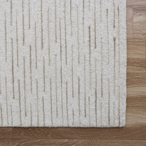 8' x 10' Beige and Ivory Wool Striped Hand Tufted Area Rug