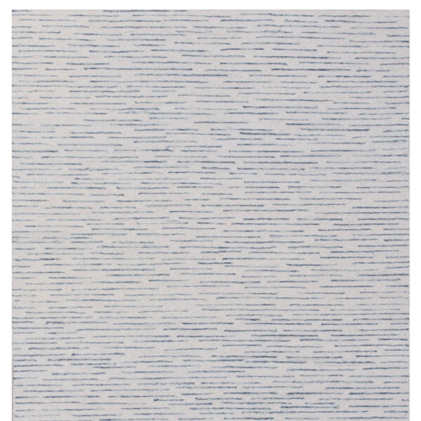 9' x 12' Ivory and Blue Wool Striped Hand Tufted Area Rug