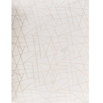 8' x 11' White and Gold Faux Fur Abstract Shag Non Skid Area Rug