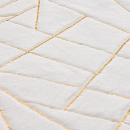 8' x 11' White and Gold Faux Fur Abstract Shag Non Skid Area Rug